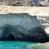 Greece Collection: Plunge at Anti Paros Linen Tea towel
