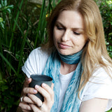 Skinny Silk Scarf in Emerald Sea
