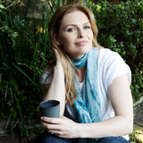 Skinny Silk Scarf in Emerald Sea