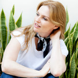 French Silk Scarf in Black & White Sea