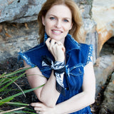French Silk Scarf in Black & White Sea