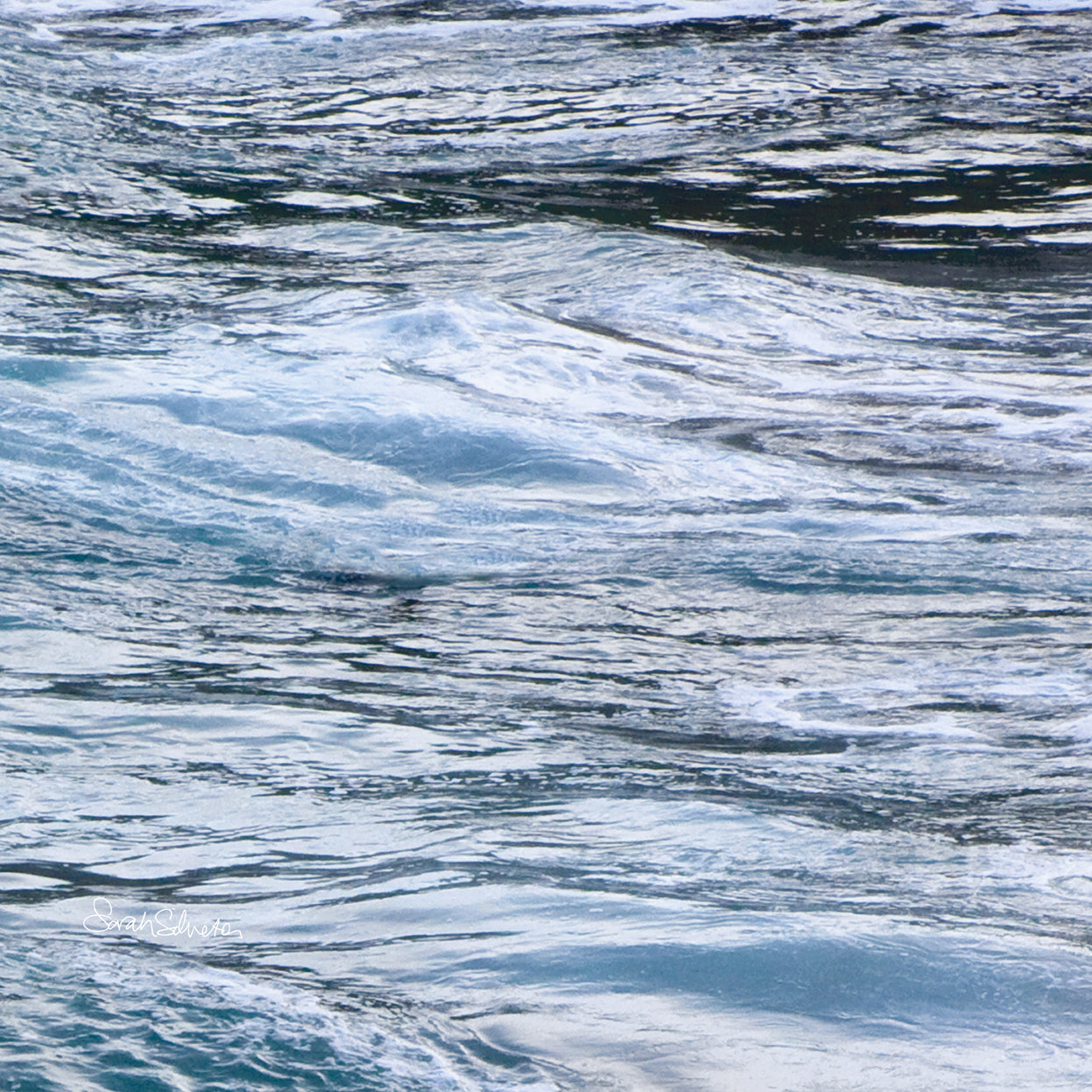 blue waves printed on pure linen cushion