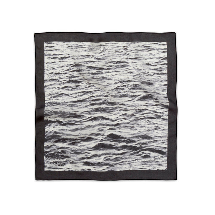 French Silk Scarf in Black & White Sea