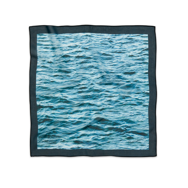 French Silk Scarf in Green Blue Sea