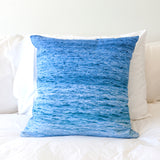blue ocean photo on linen cushion